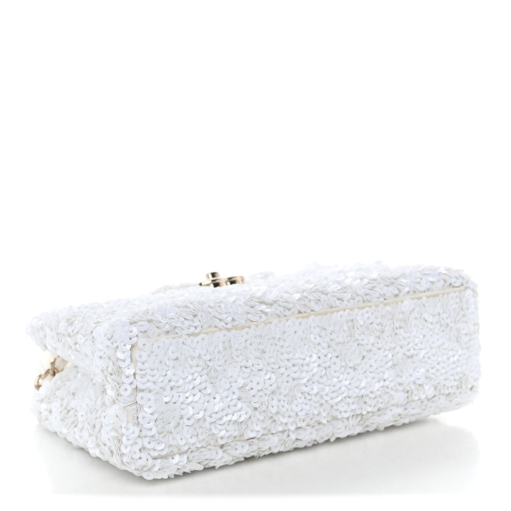 Sequin Nano Kelly Shopper White