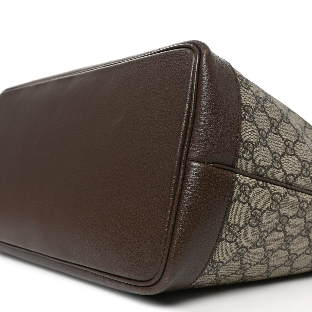 GG Supreme Monogram Textured Calfskin Medium Ophidia Shoulder Tote Bag Beige Ebony New Acero
