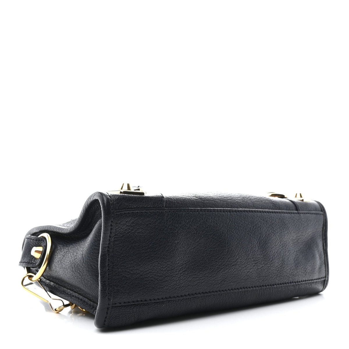 Chevre Gold Metallic Edge Hardware Mini City  Bleu Nuit Dark Sea