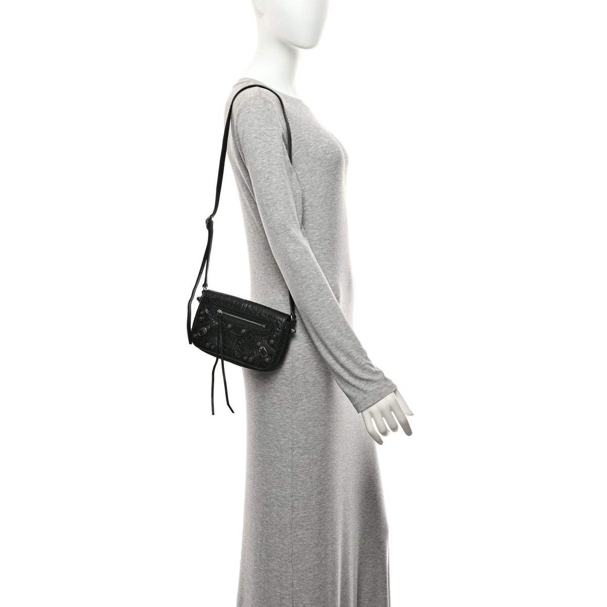 Agneau Arena Silver XS Le Cagole Flap Bag Black
