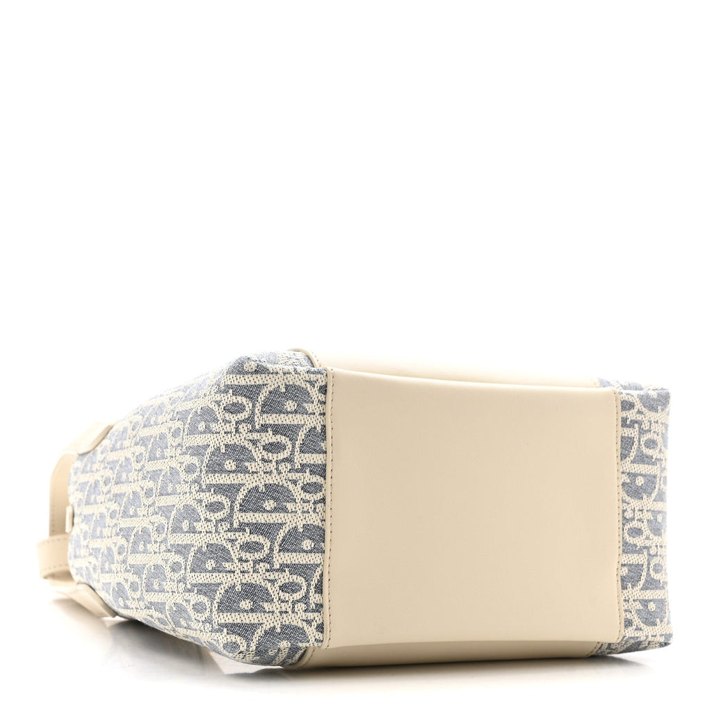 Oblique Calfskin Medium Signature Bucket Bag Beige