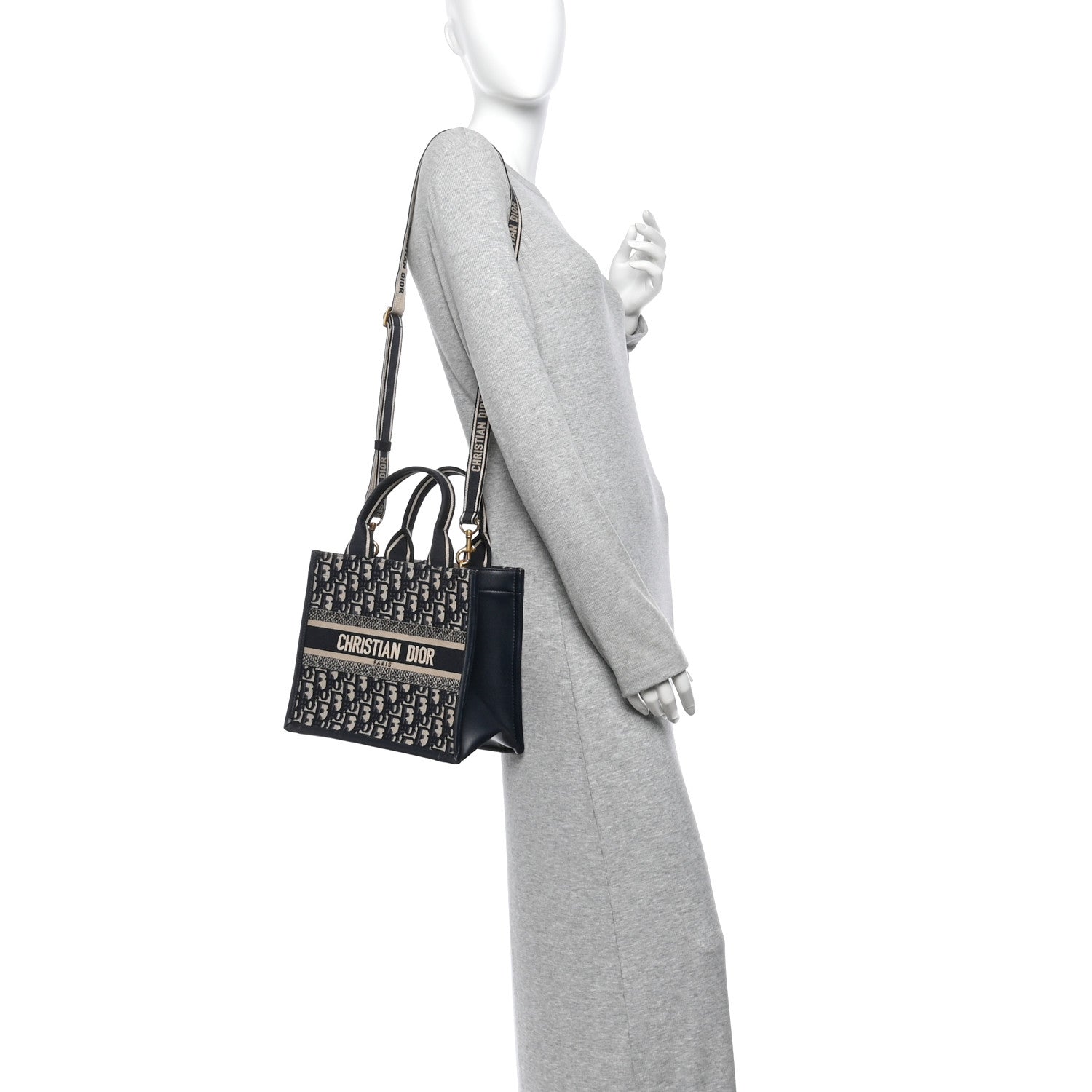 Oblique Calfskin Small Book Tote With Strap Blue Multicolor