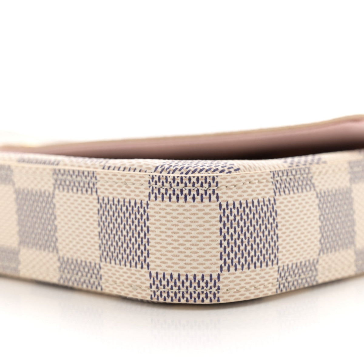 Damier Azur Pochette Felicie Chain Wallet Rose Ballerine