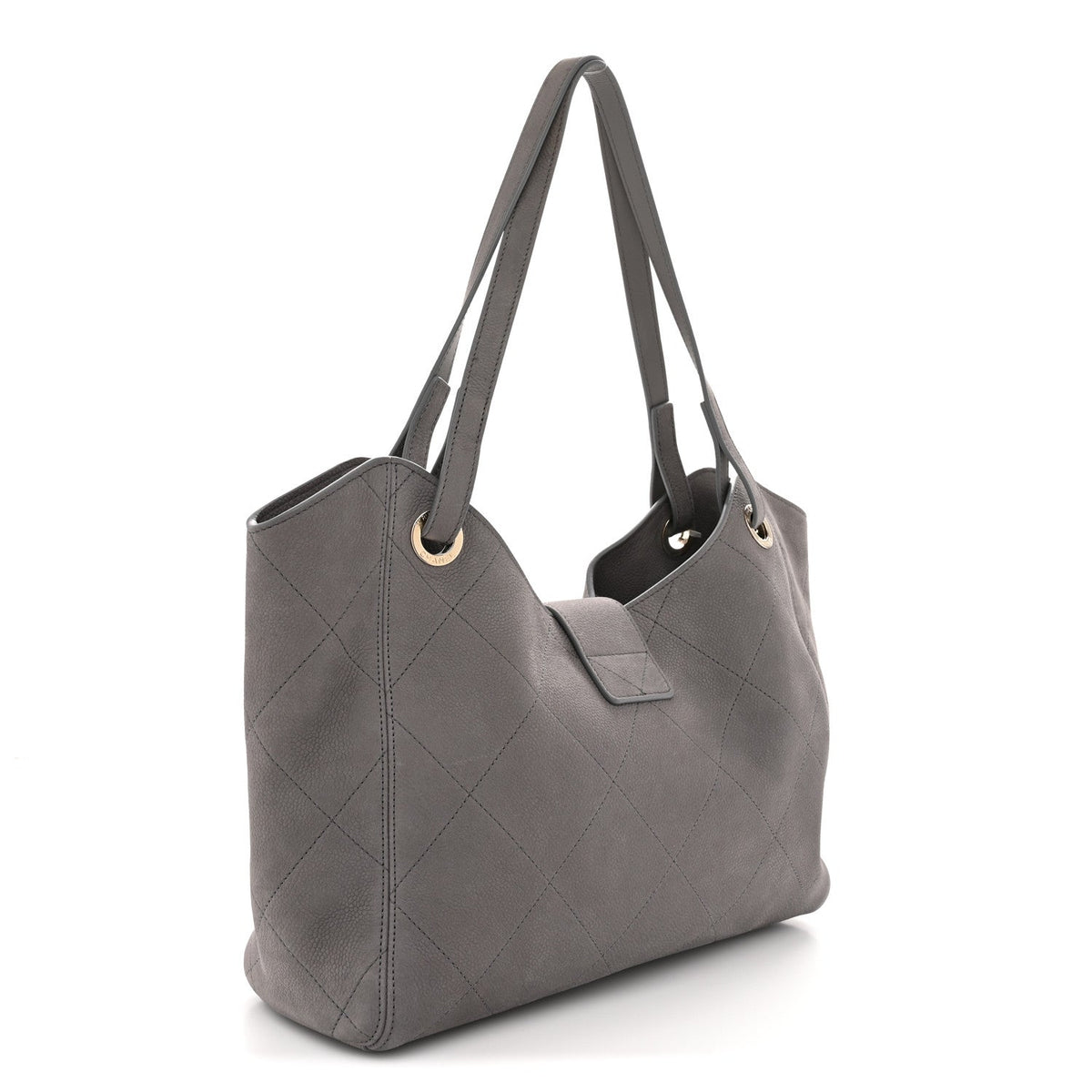 Grained Nubuck Caviar Quilted Large Shopping Bag Grey