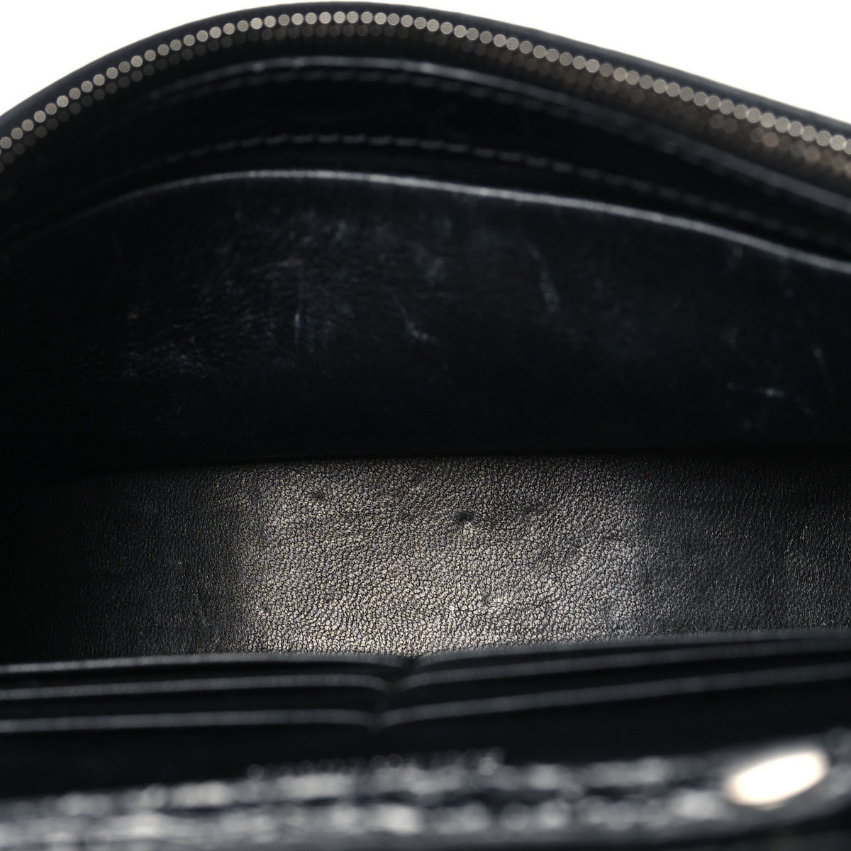 Shiny Calfskin Monochrome Crocodile Embossed Hourglass Chain Bag Black