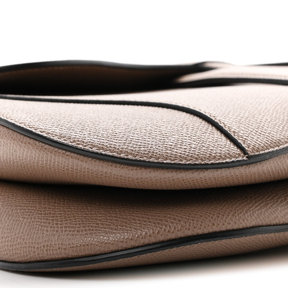 Grained Calfskin Saddle Bag With Strap Warm Taupe