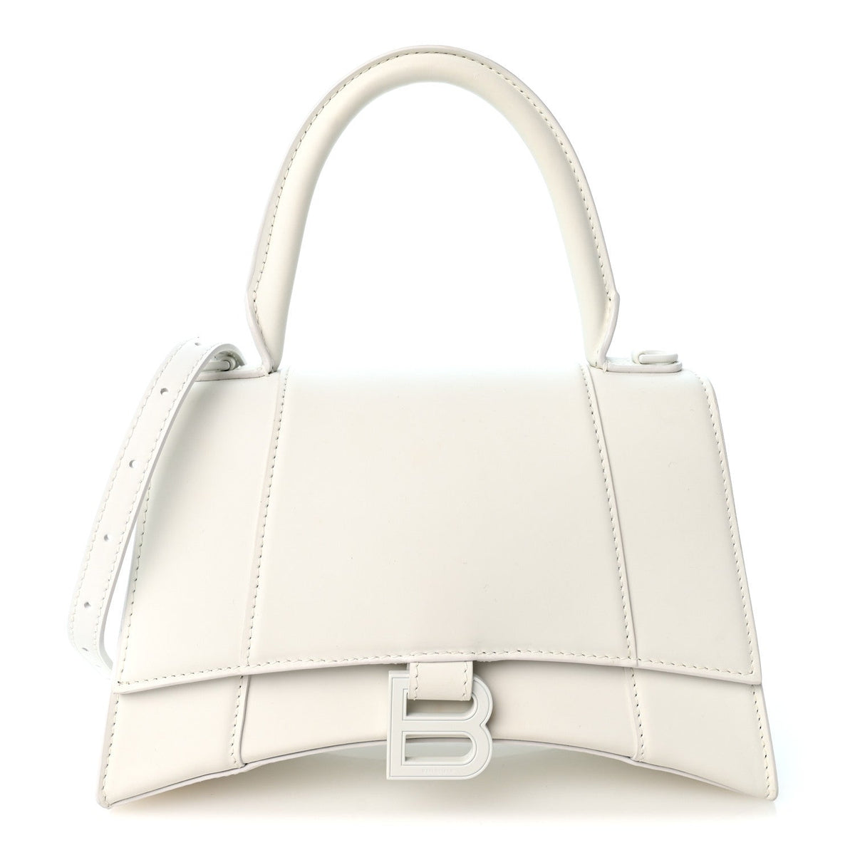 Matte Gummy Calfskin Small Hourglass Top Handle Bag Optic White