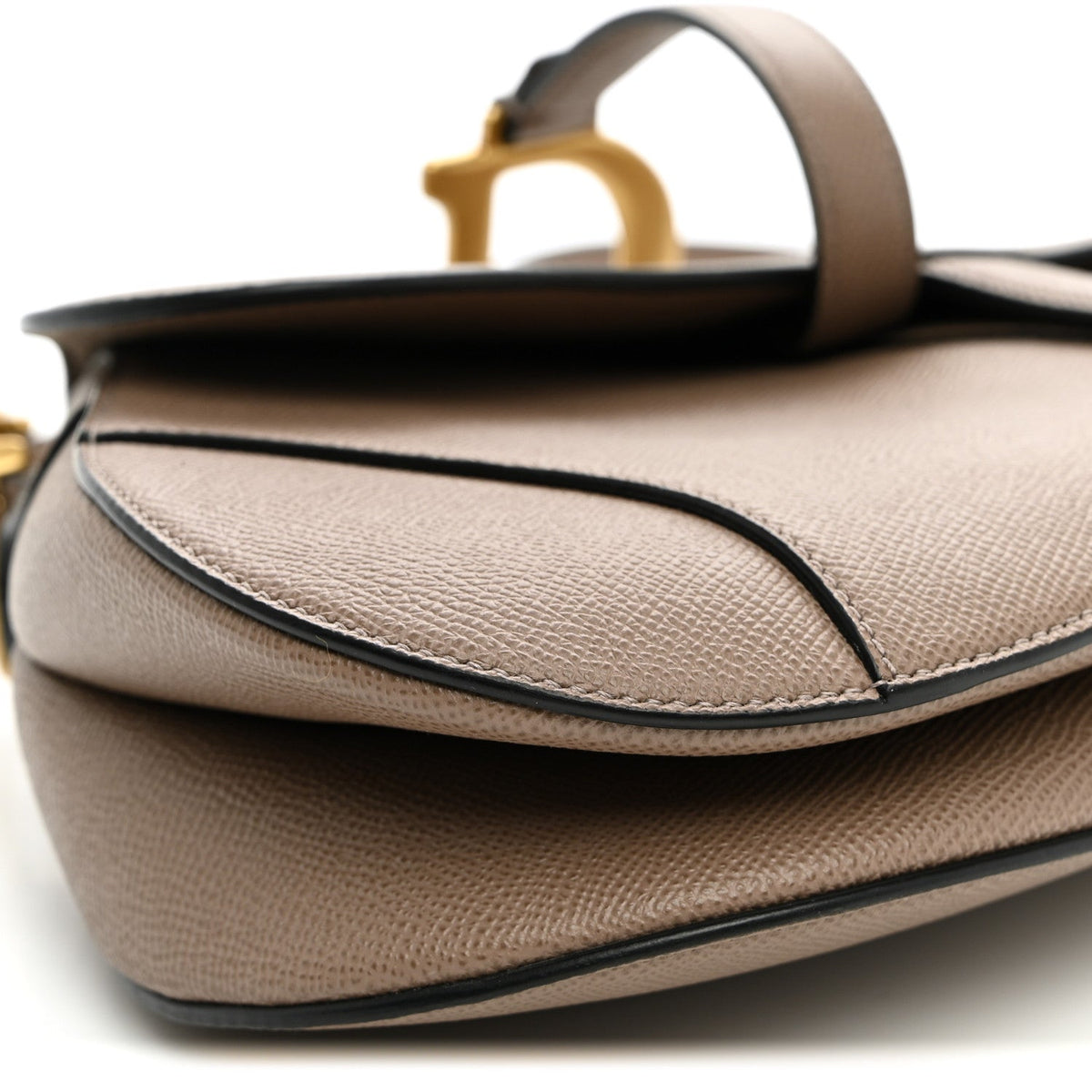 Grained Calfskin Saddle Bag Warm Taupe