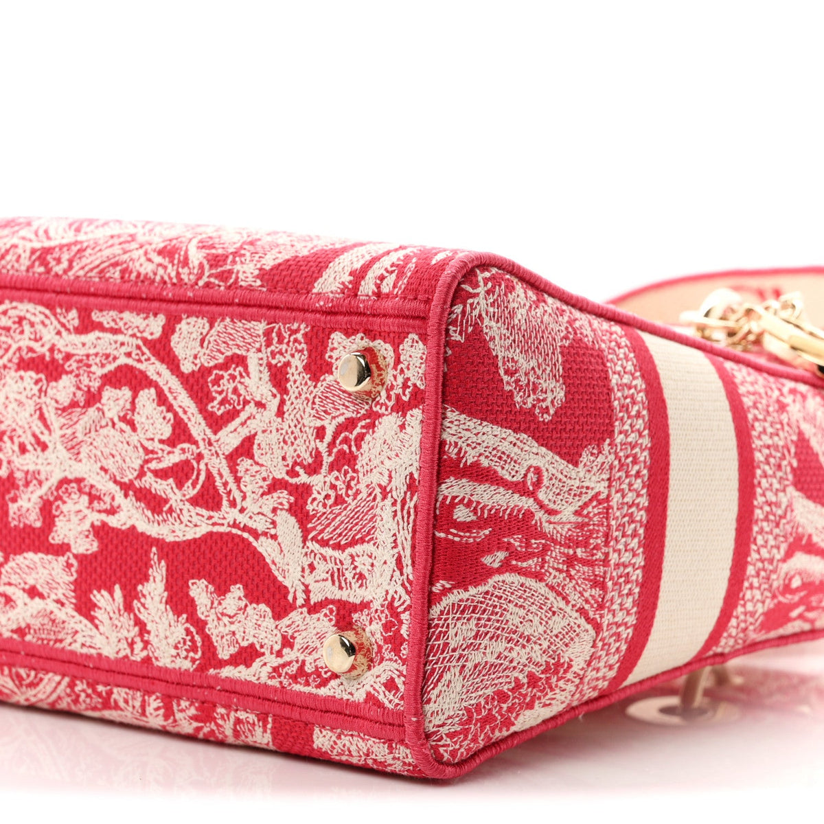 Canvas Toile De Jouy Reverse Embroidered Medium Lady D-Lite Red