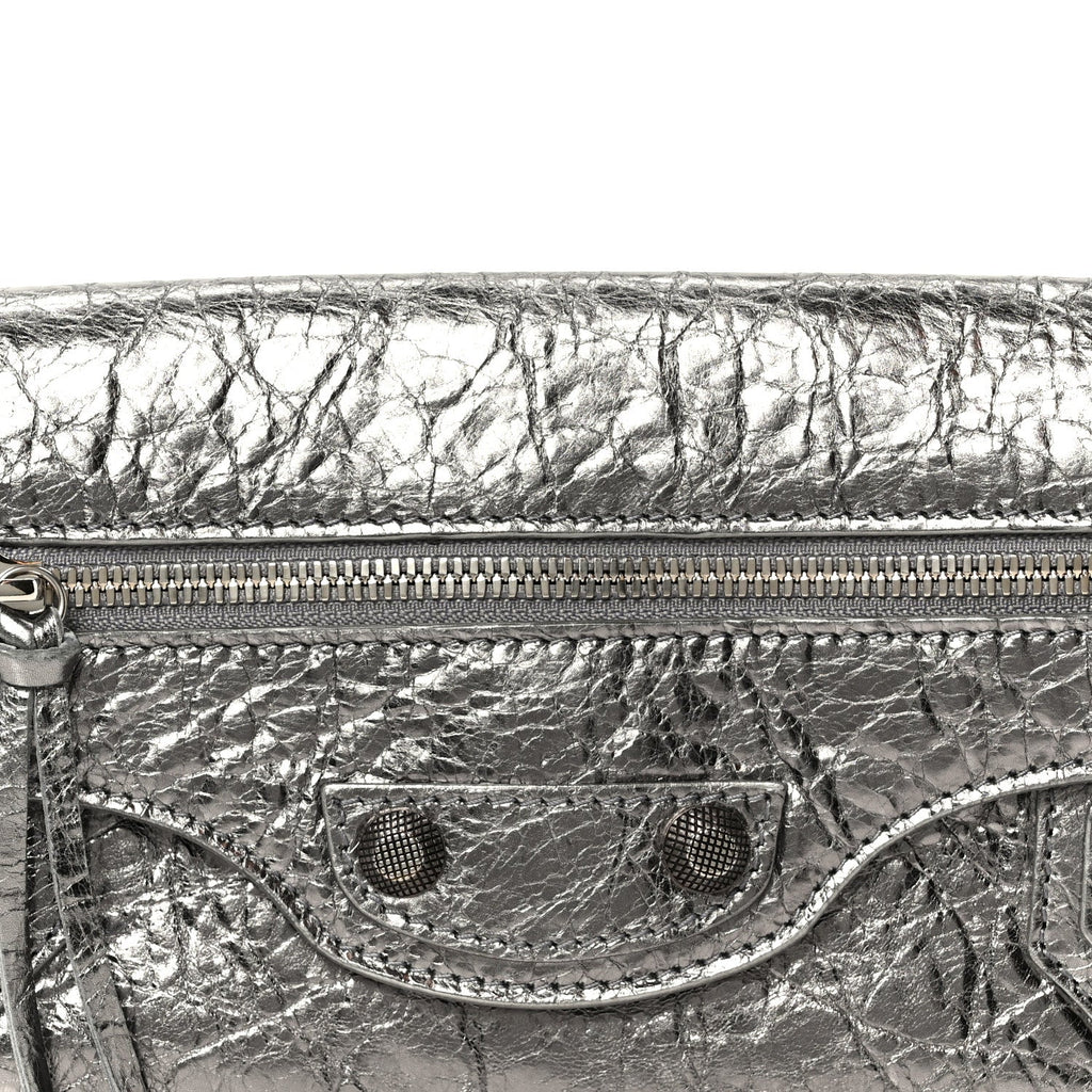 Metallic Agneau Arena Small Le Cagole Sling Bag Silver