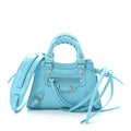 Calfskin Crocodile Embossed Neo Classic Silver Hardware Nano City Crossbody Azur