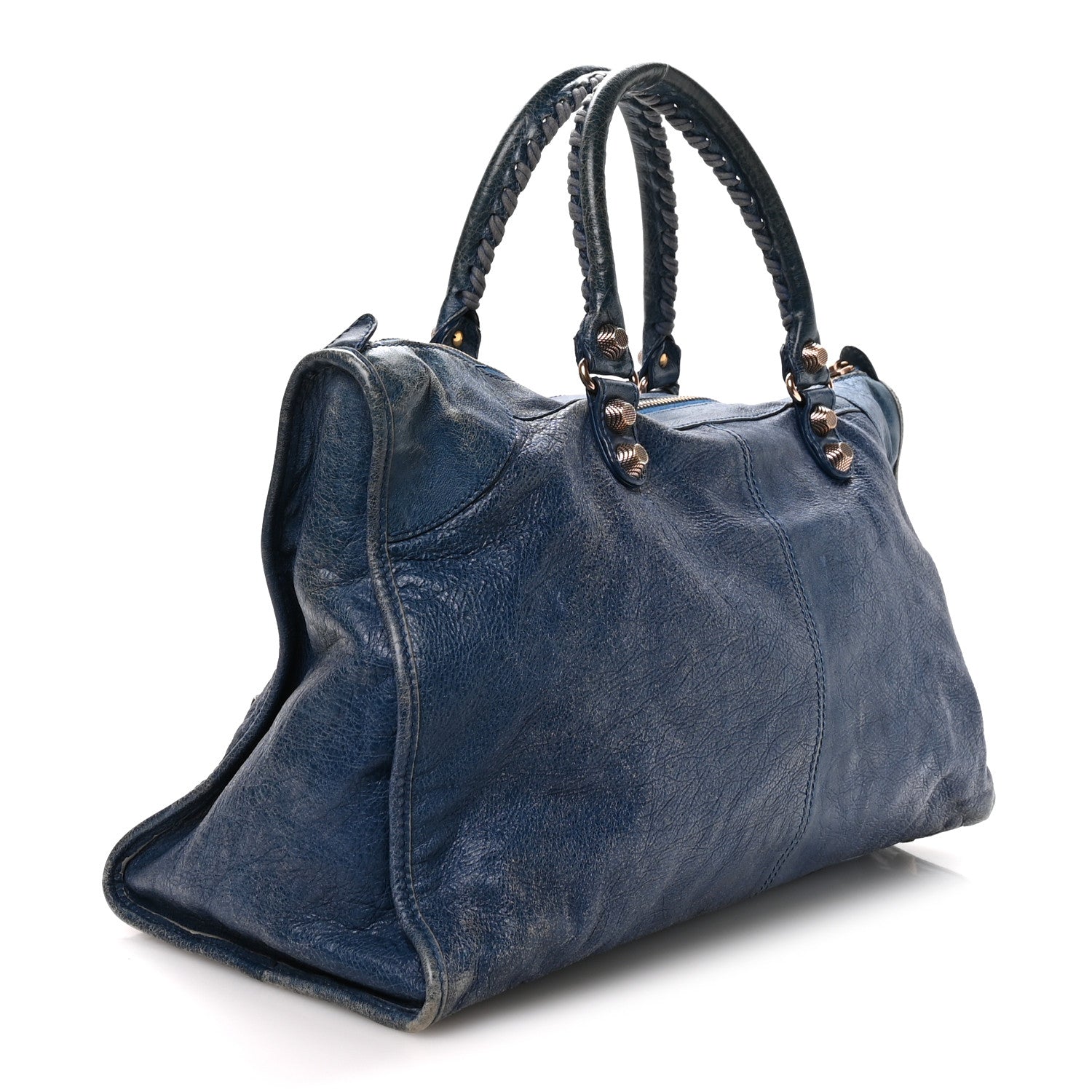 Agneau Giant 12 Gold Hardware Work Bleu Glacier