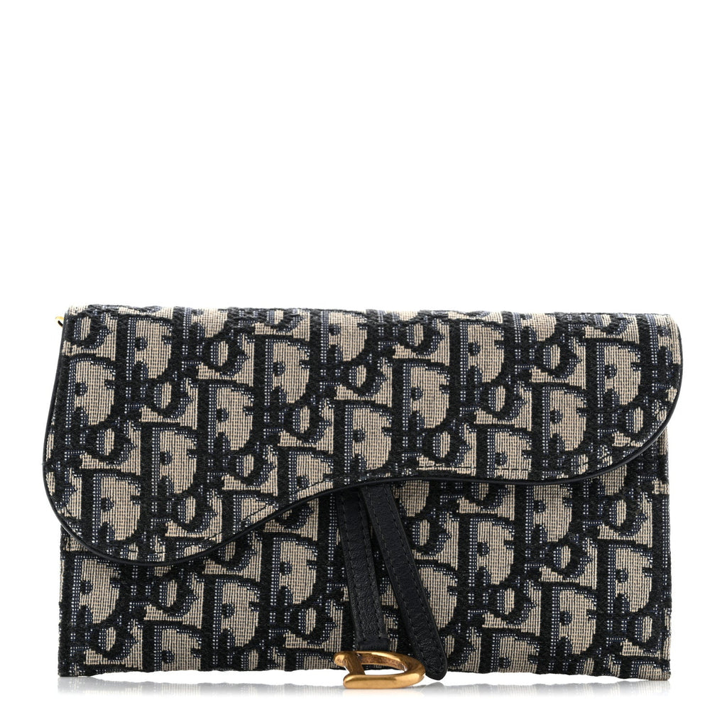 Oblique Saddle Chain Long Wallet Blue