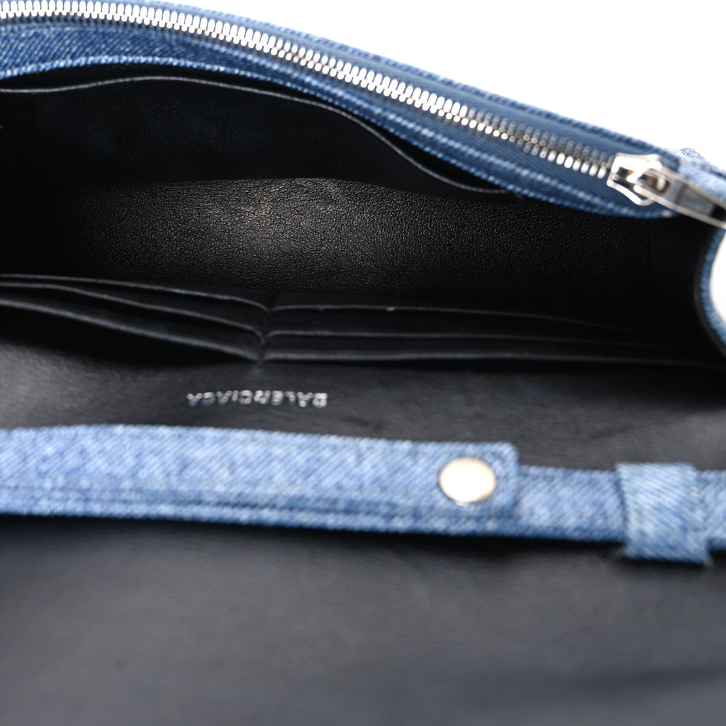 Nappa Denim Printed Hourglass Chain Bag Denim Blue