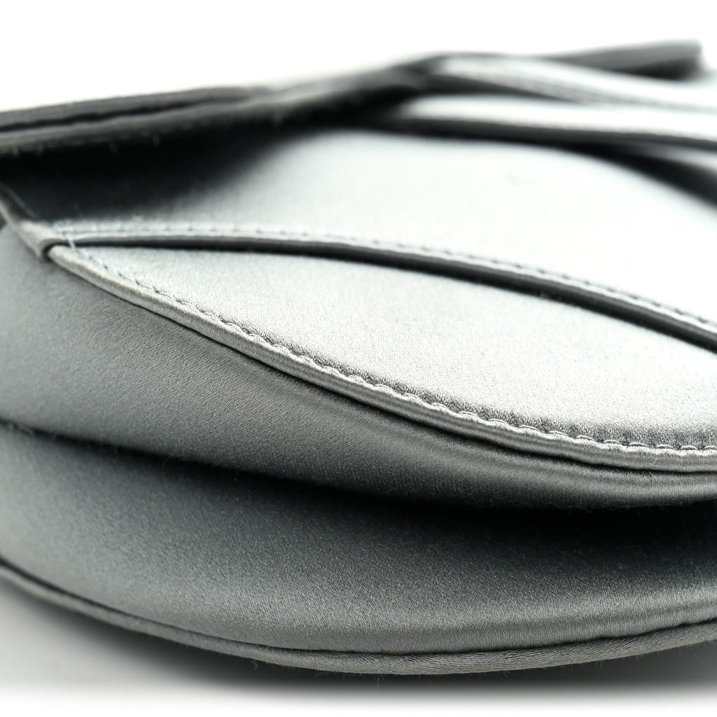 Satin Crystal Mini Saddle Bag Blue Gray