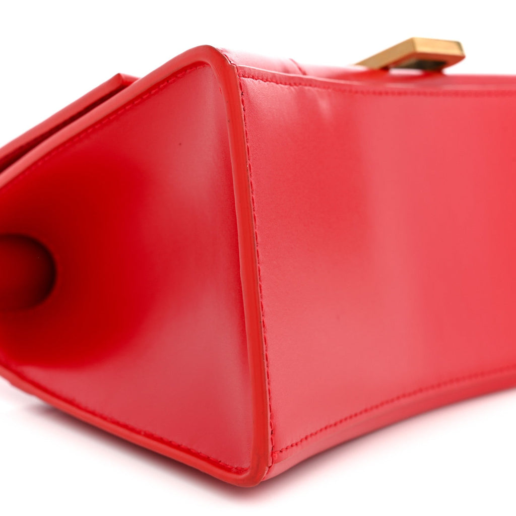 Shiny Box Calfskin Small Hourglass Top Handle Bag Bright Red