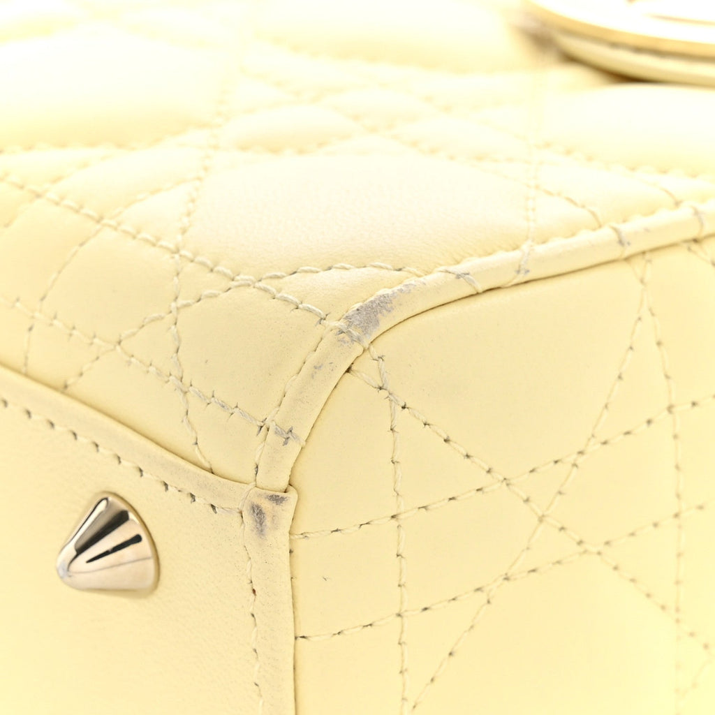 Lambskin Cannage Small My ABCDior Lady Dior Soft Yellow