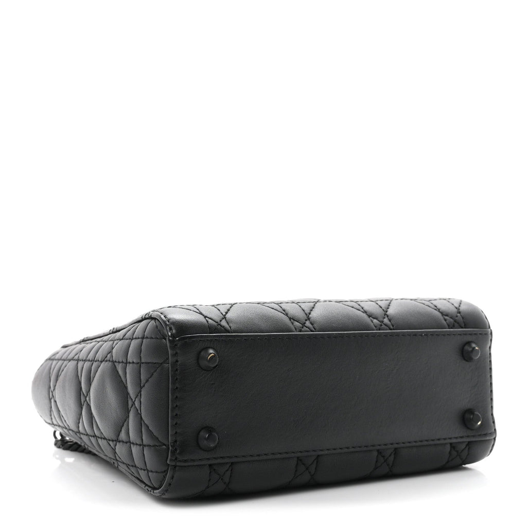 Ultra Matte Calfskin Cannage Mini Lady Dior Black