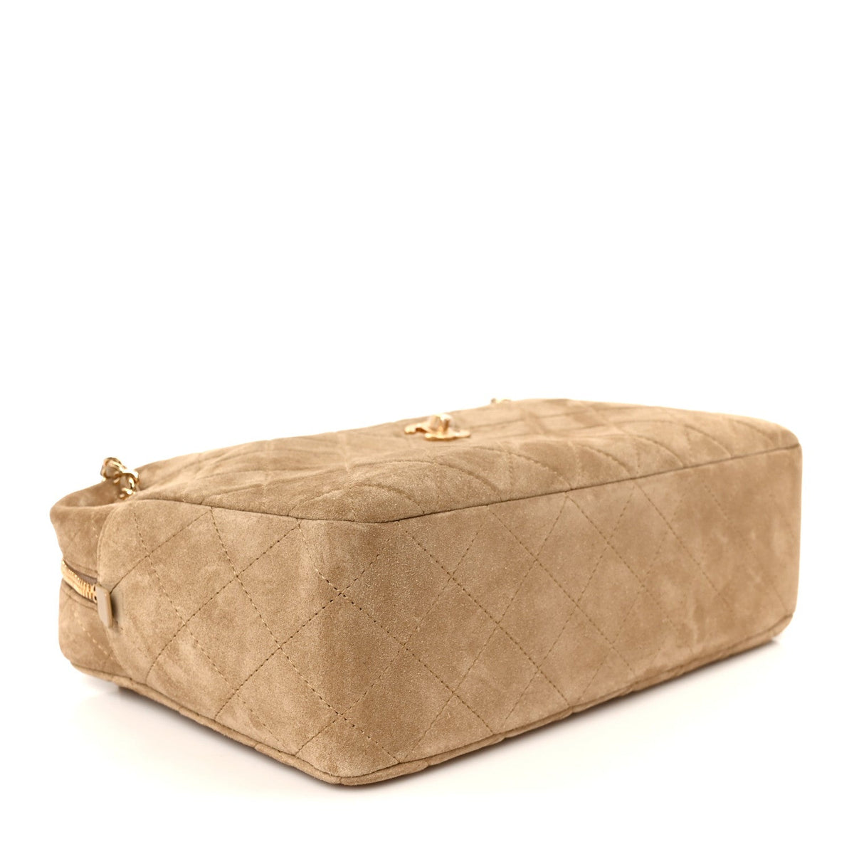 Suede Calfskin Quilted Camerissimo Camera Case Dark Beige