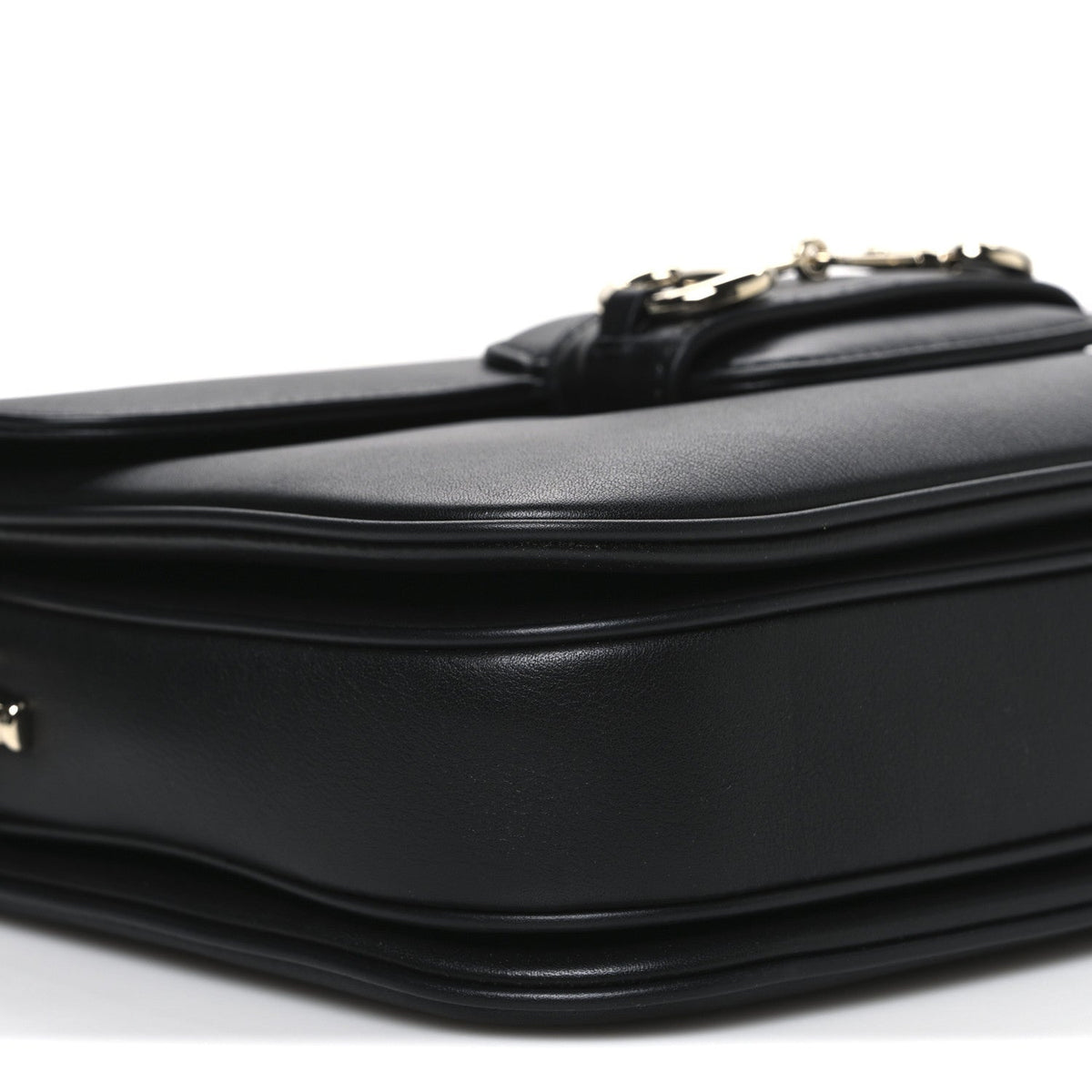 Ciny Lux Calfskin Horsebit 1955 Soft Small Shoulder Bag Black