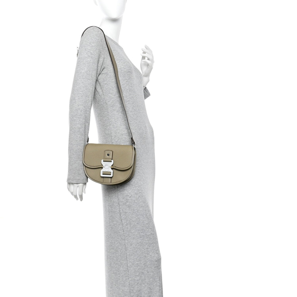 Grained Calfskin Mini Gallop Bag With Strap Beige