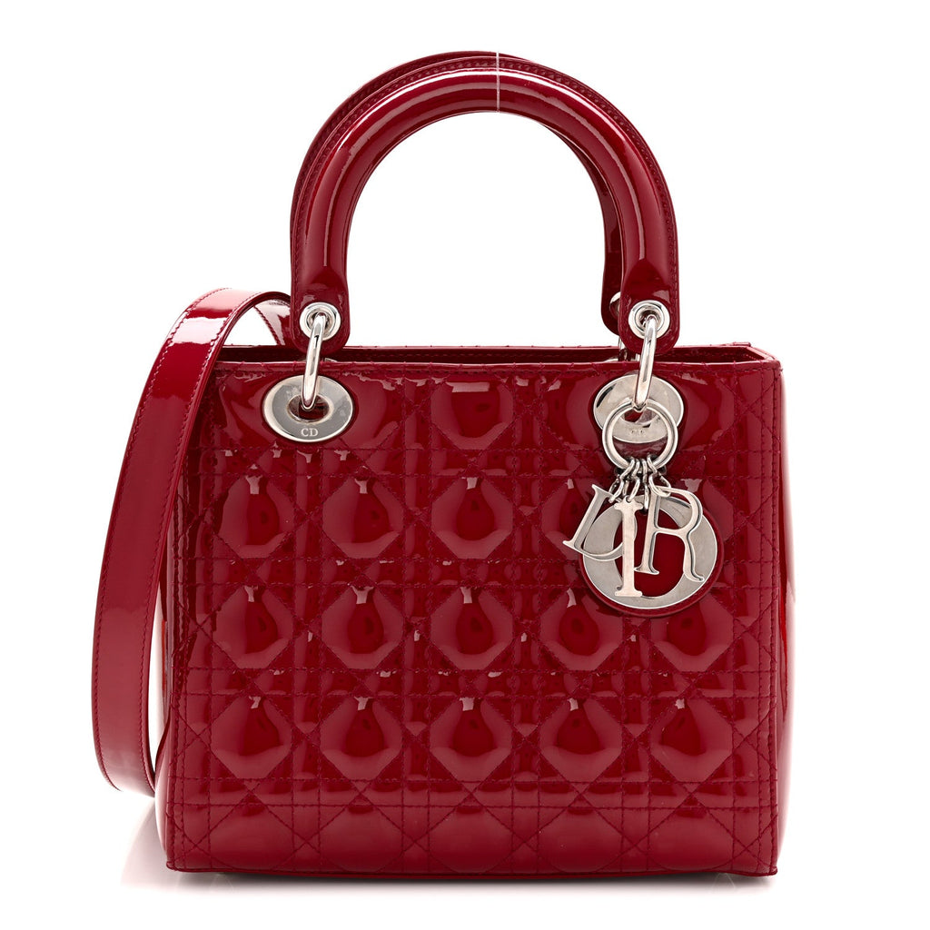 Patent Cannage Medium Lady Dior Red