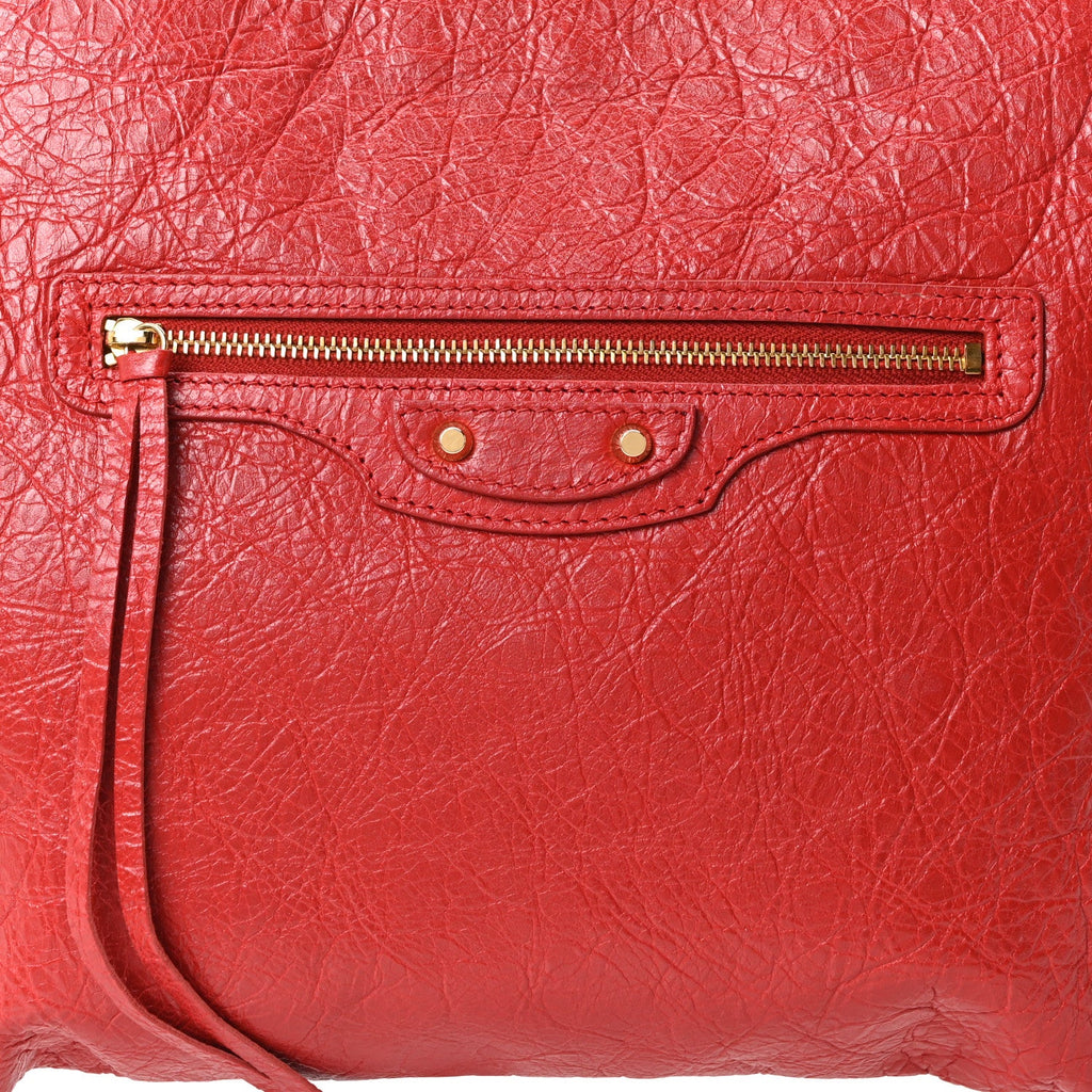 Agneau Arena Classic Gold Hardware Small Pouch Rouge Groseille