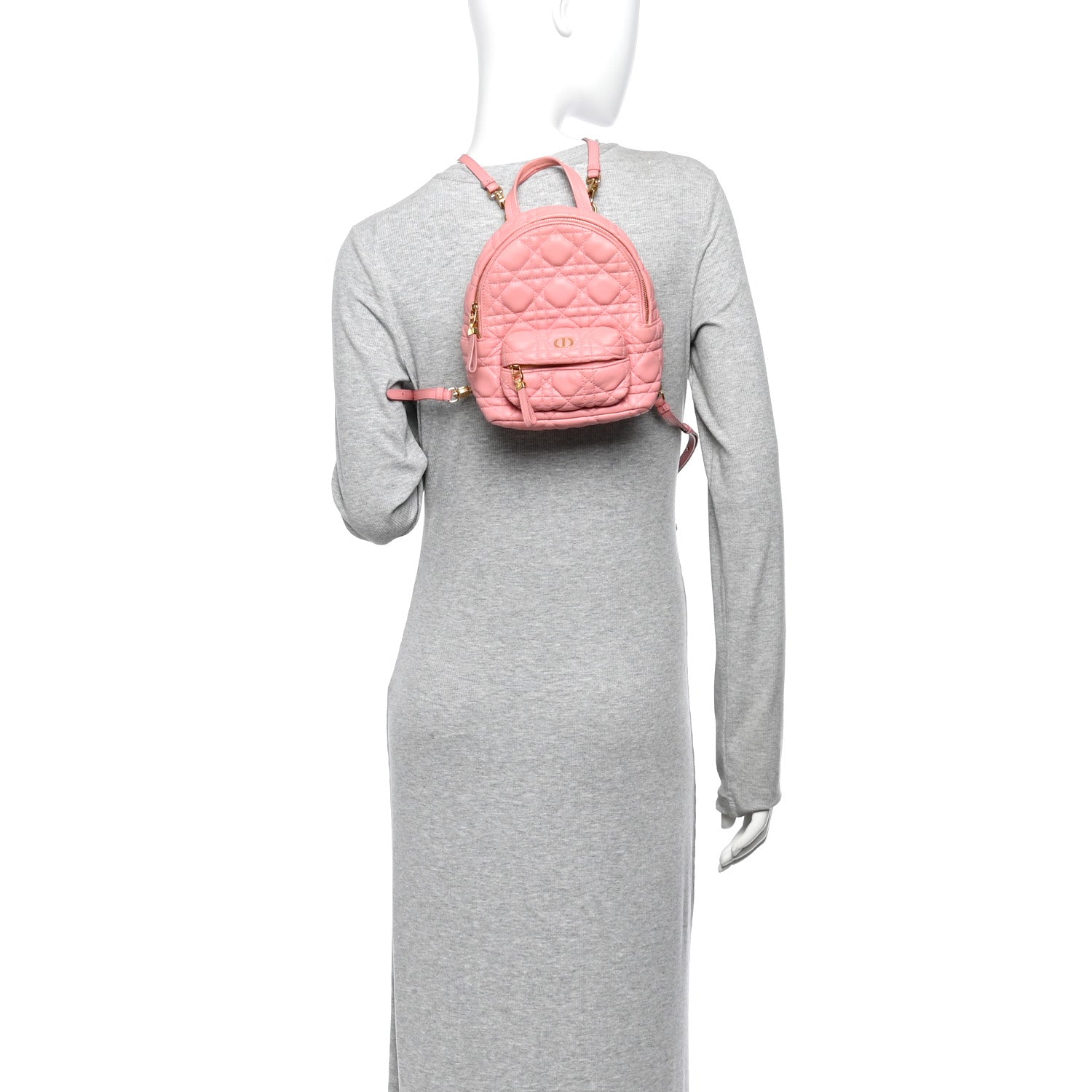 Lambskin Cannage Mini Backpack Peach Blossom