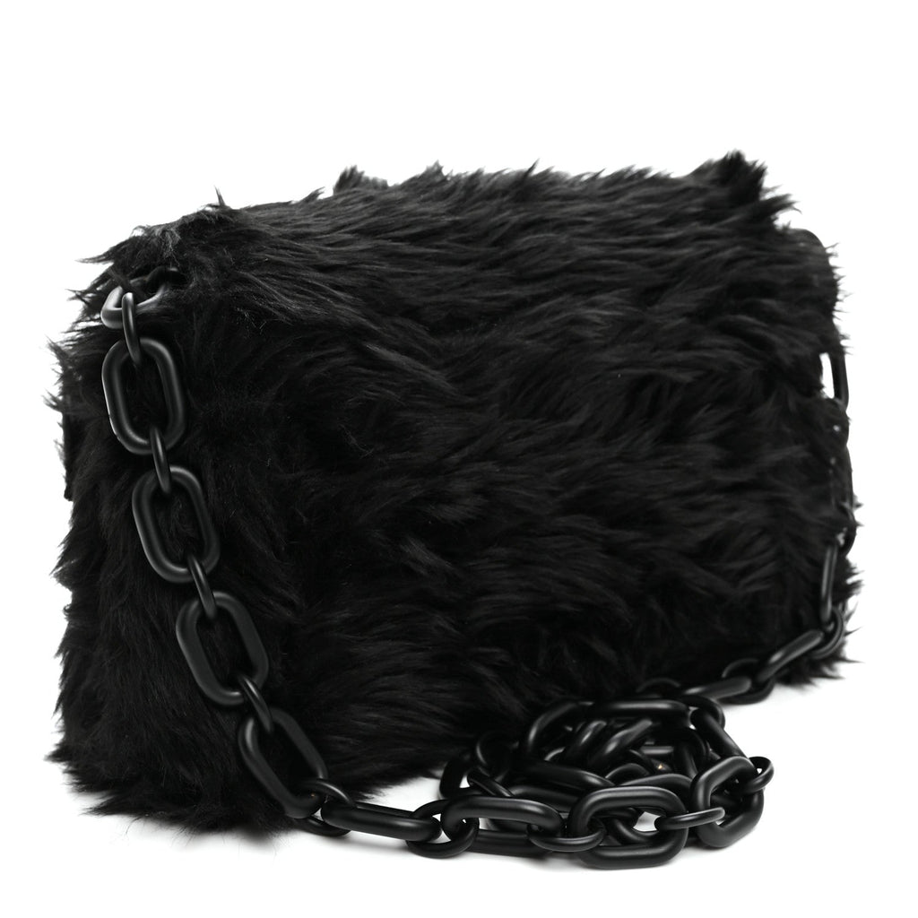 Faux Fur Small Downtown Shoulder Bag Black