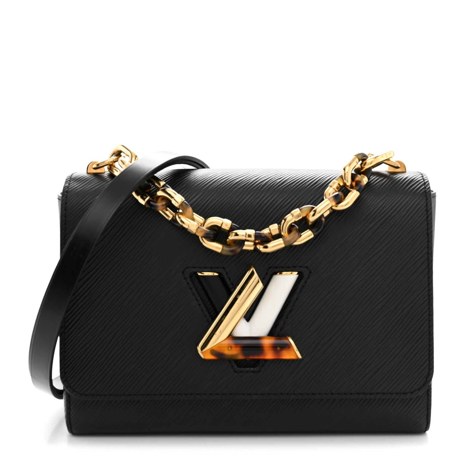 Epi Tortoiseshell Twist Shoulder Bag MM Black