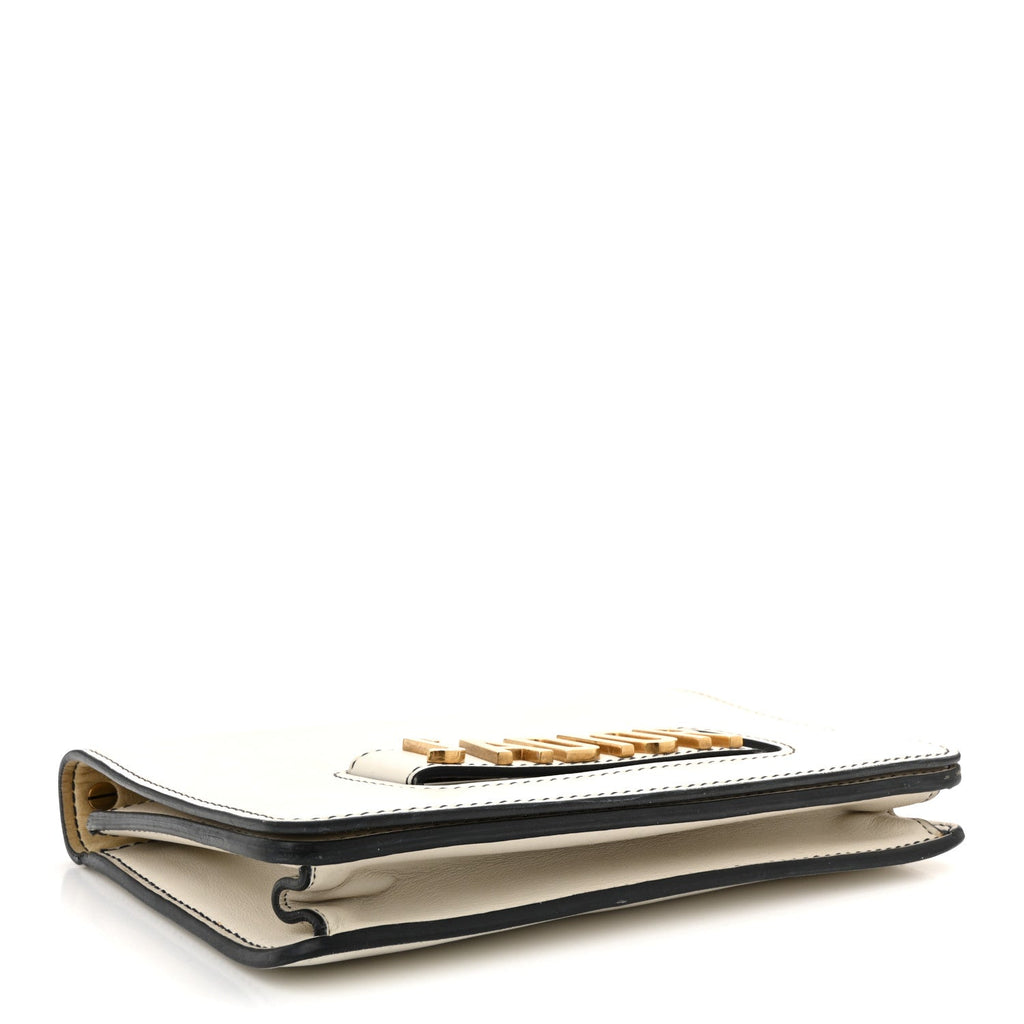 Calfskin J'Adior Chain Flap Bag Off White