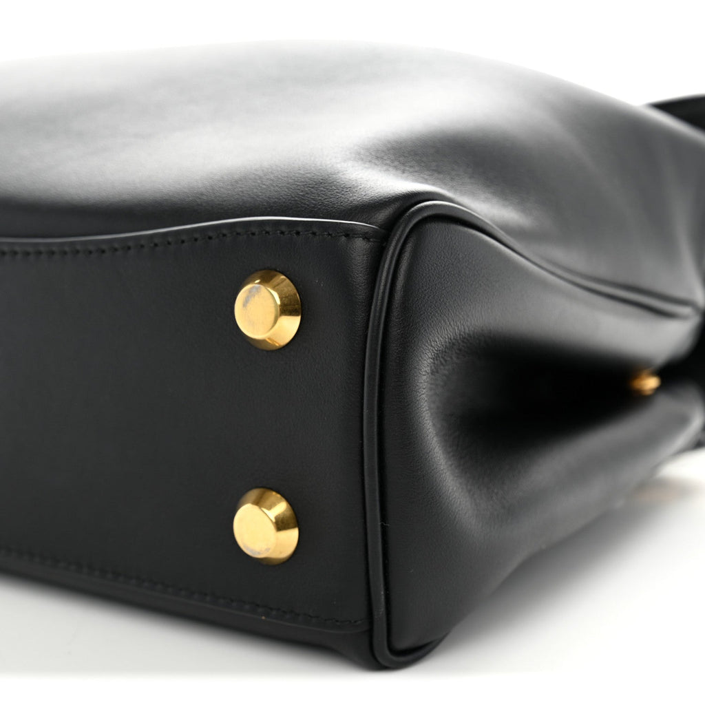Natural Smooth Calfskin Mini Rodeo Top Handle Handbag Black