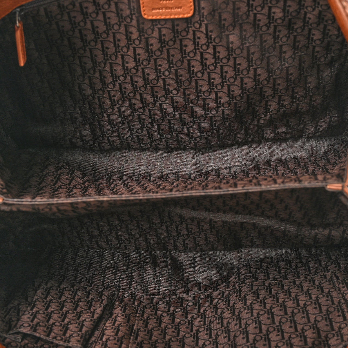 Pebbled Calfskin Braided Gaucho Saddle Handle Bag Brown