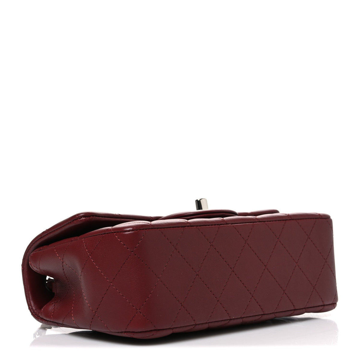 Lambskin Quilted Mini Rectangular Flap Burgundy