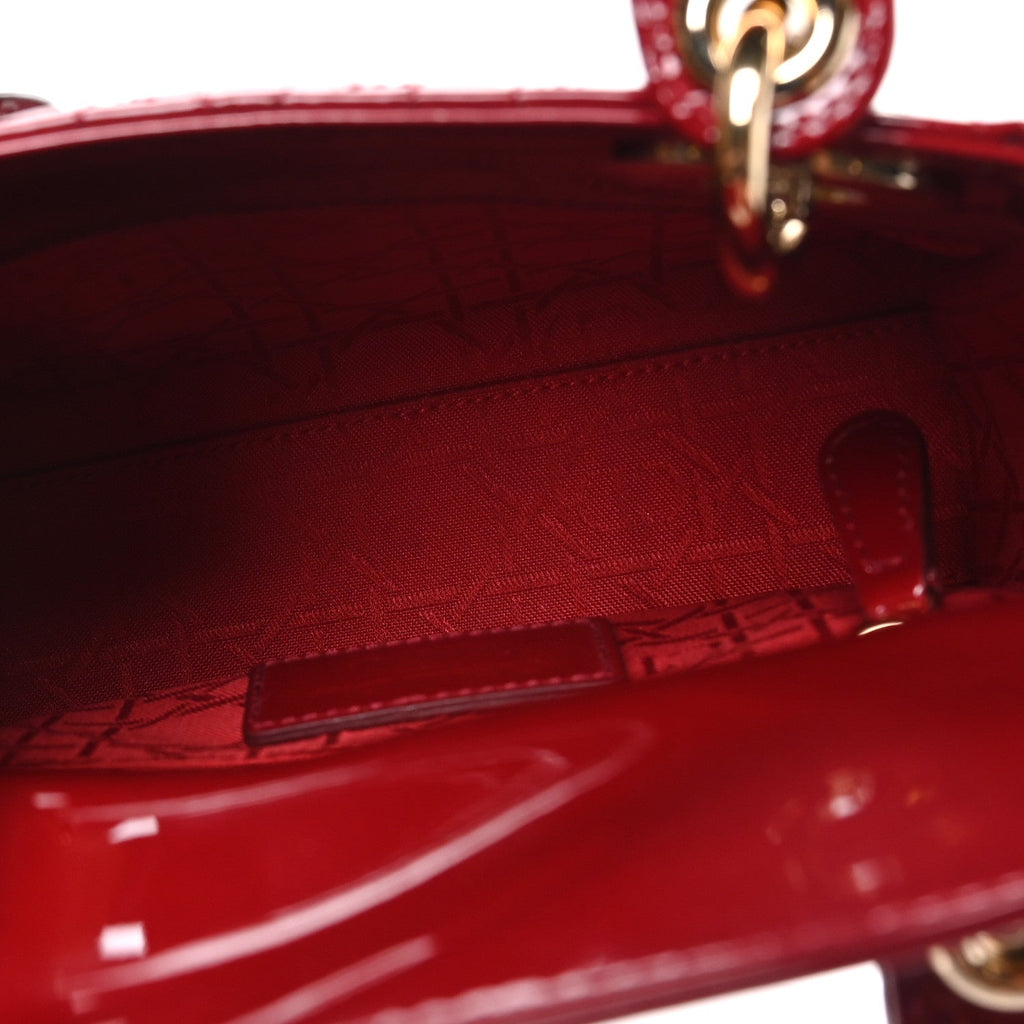 Patent Cannage Mini Lady Dior Red
