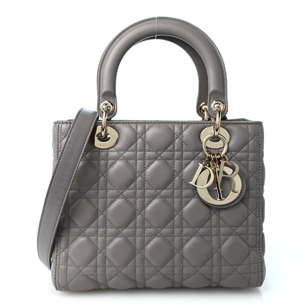 Lambskin Cannage Medium Lady Dior Grey