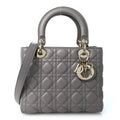 Lambskin Cannage Medium Lady Dior Grey