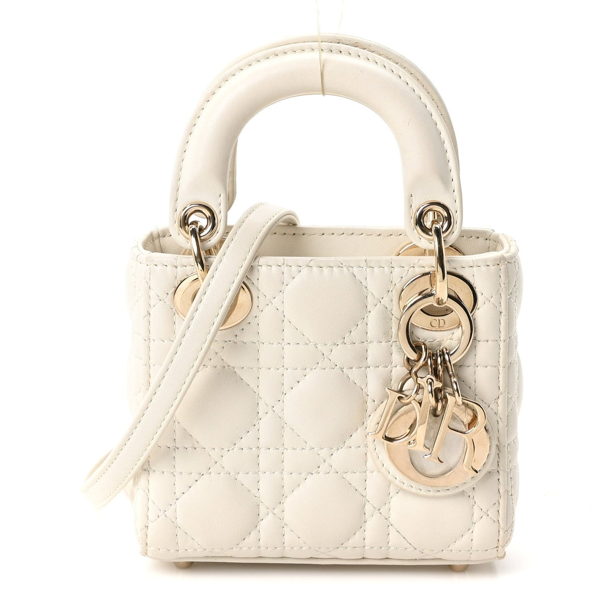Lambskin Cannage Micro Lady Dior Latte