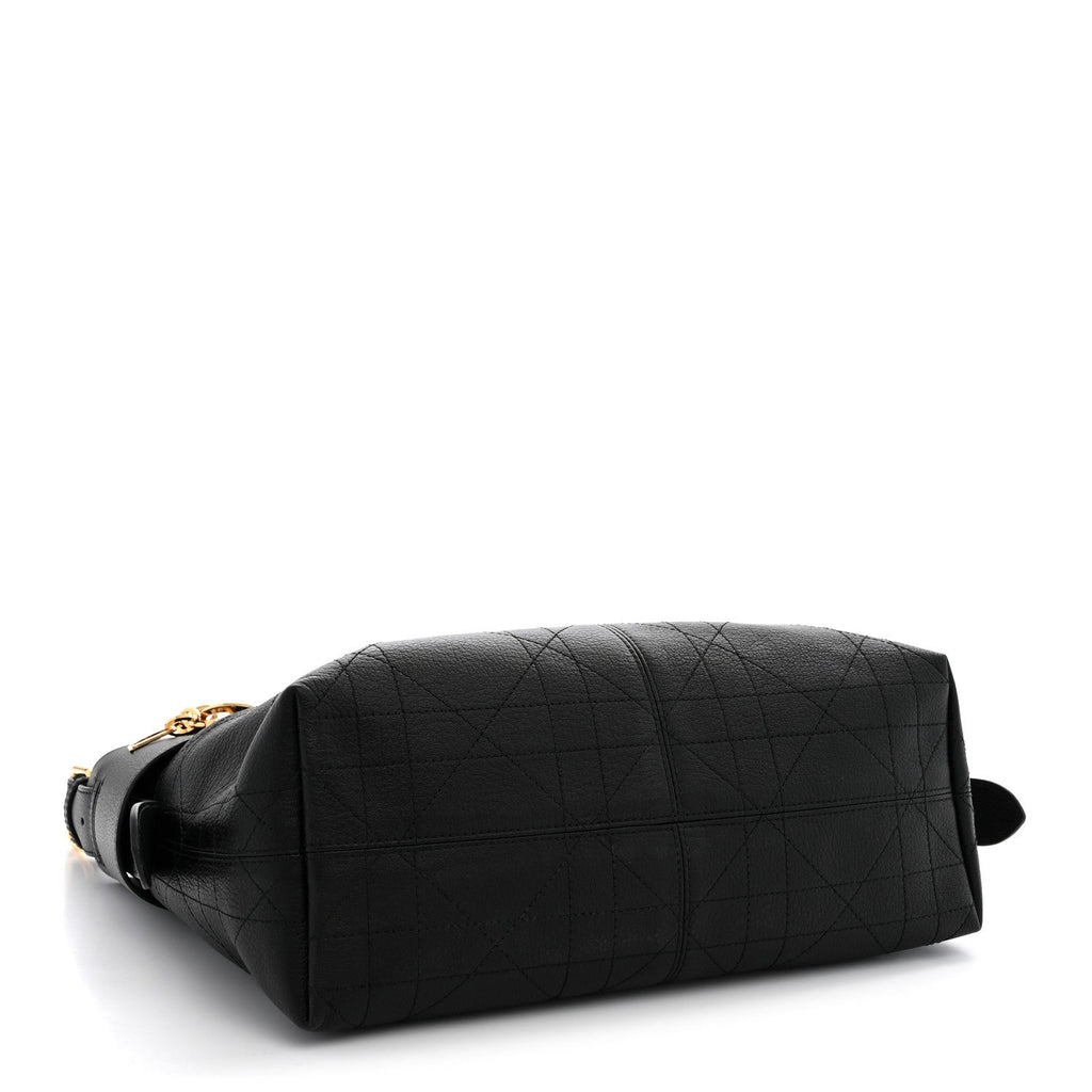 Grained Calfskin Flat Macrocannage Medium Voyage Bag Black