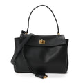 Natural Smooth Calfskin Small Rodeo Top Handle Handbag Black
