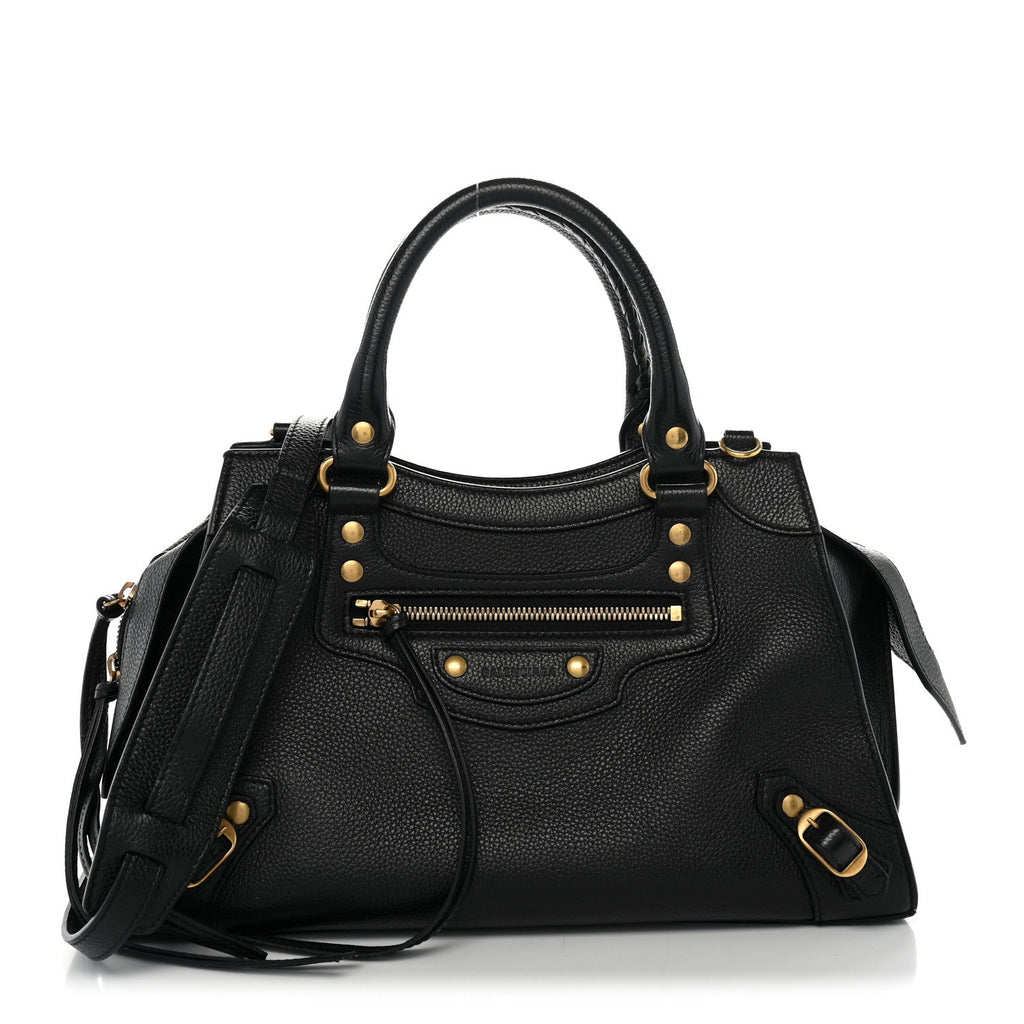 Grained Calfskin Neo Classic Gold Hardware S City Black