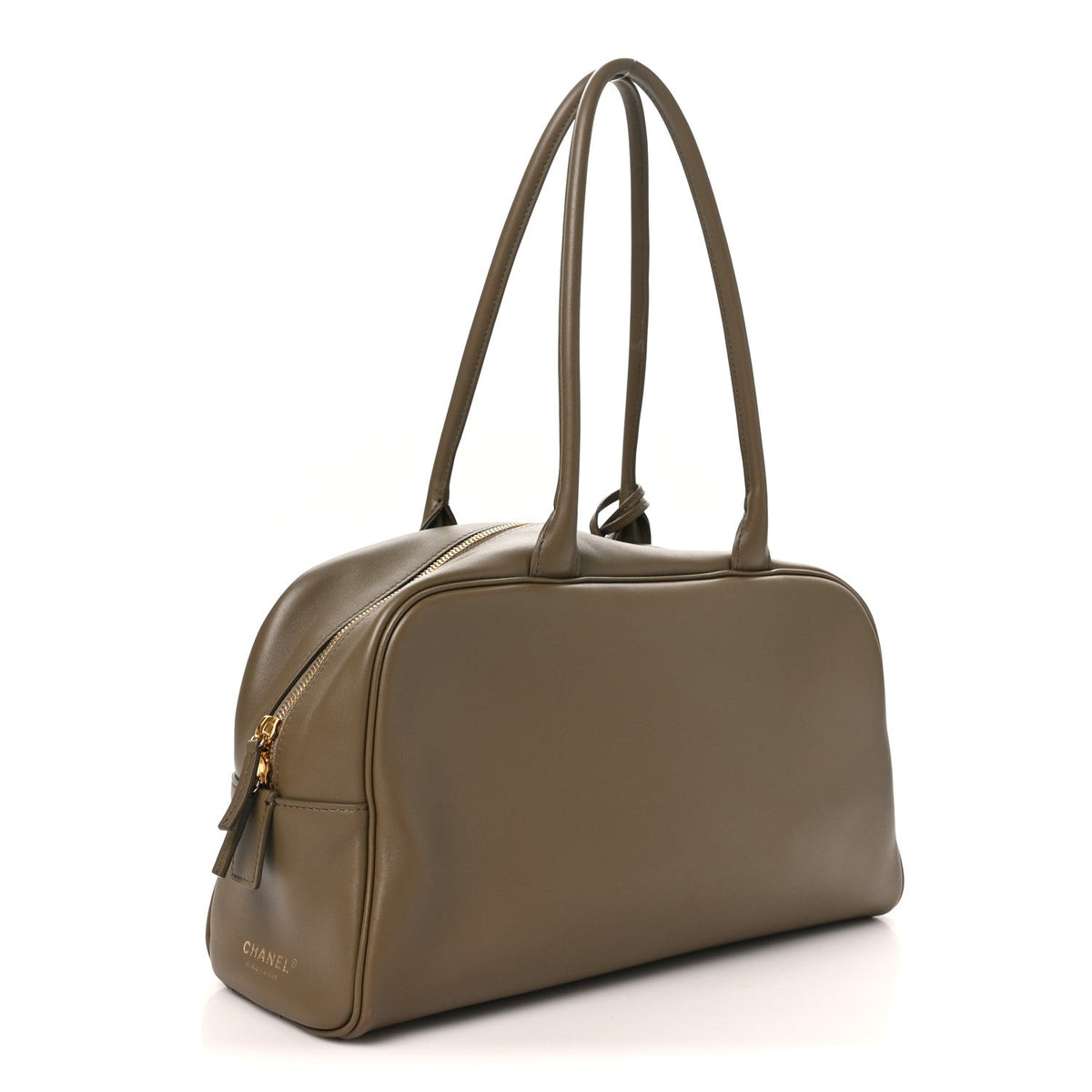 Calfskin Large Perfect Bowling Bag Dark Khaki