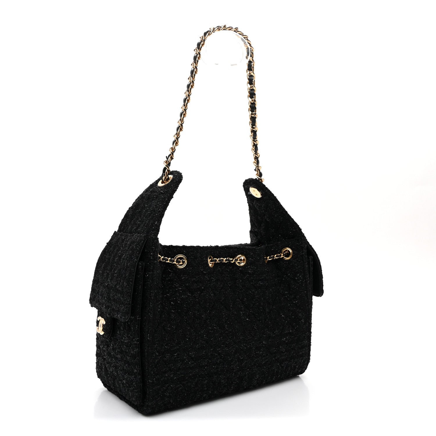Tweed Quilted Small Chanel 25 Handbag Black