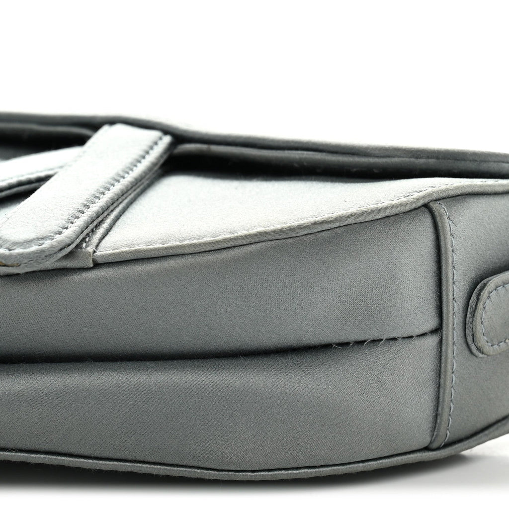 Satin Crystal Mini Saddle Bag Blue Gray