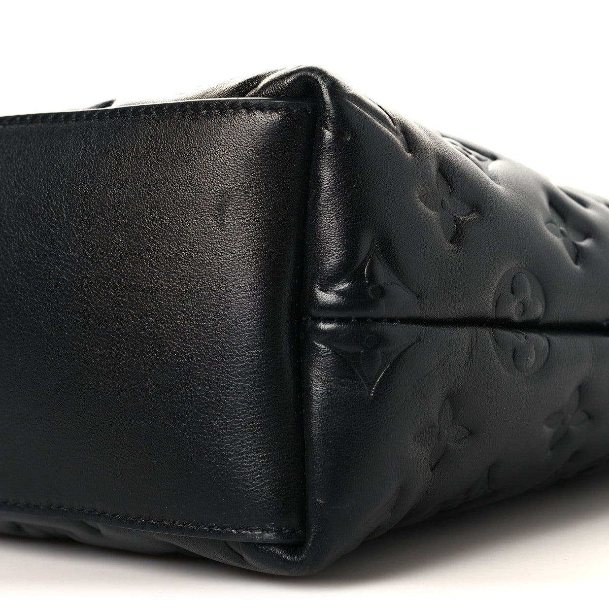 Lambskin Embossed Monogram Coussin Hobo MM Black