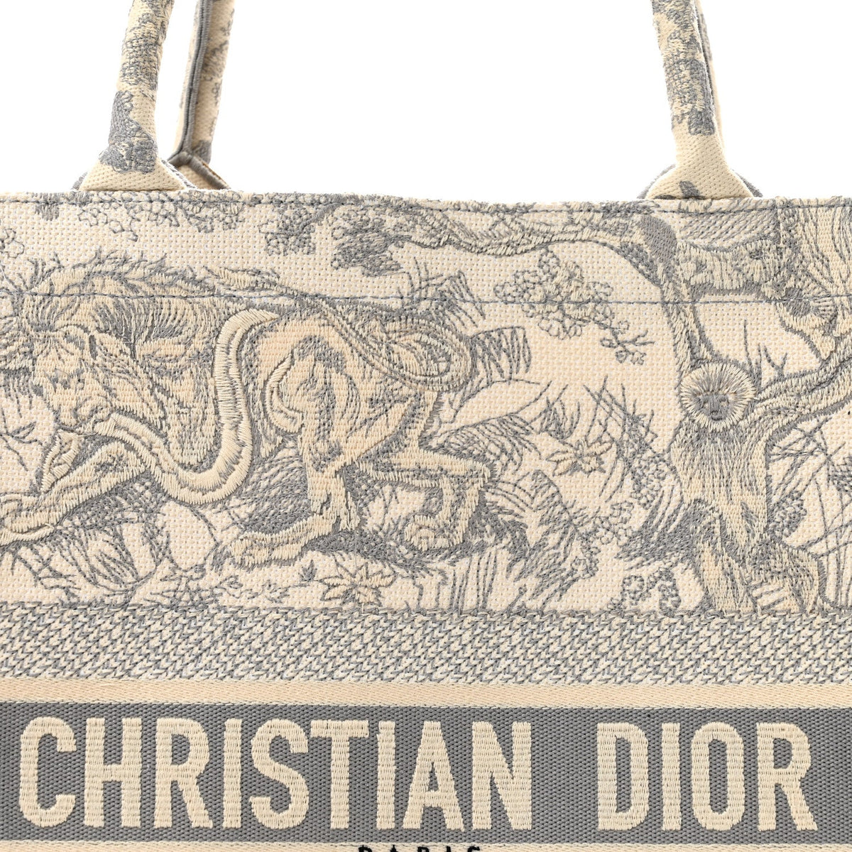 Canvas Embroidered Large Dioriviera Toile De Jouy Book Tote Gray