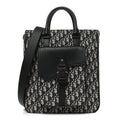 Oblique Saddle Tote Beige Black
