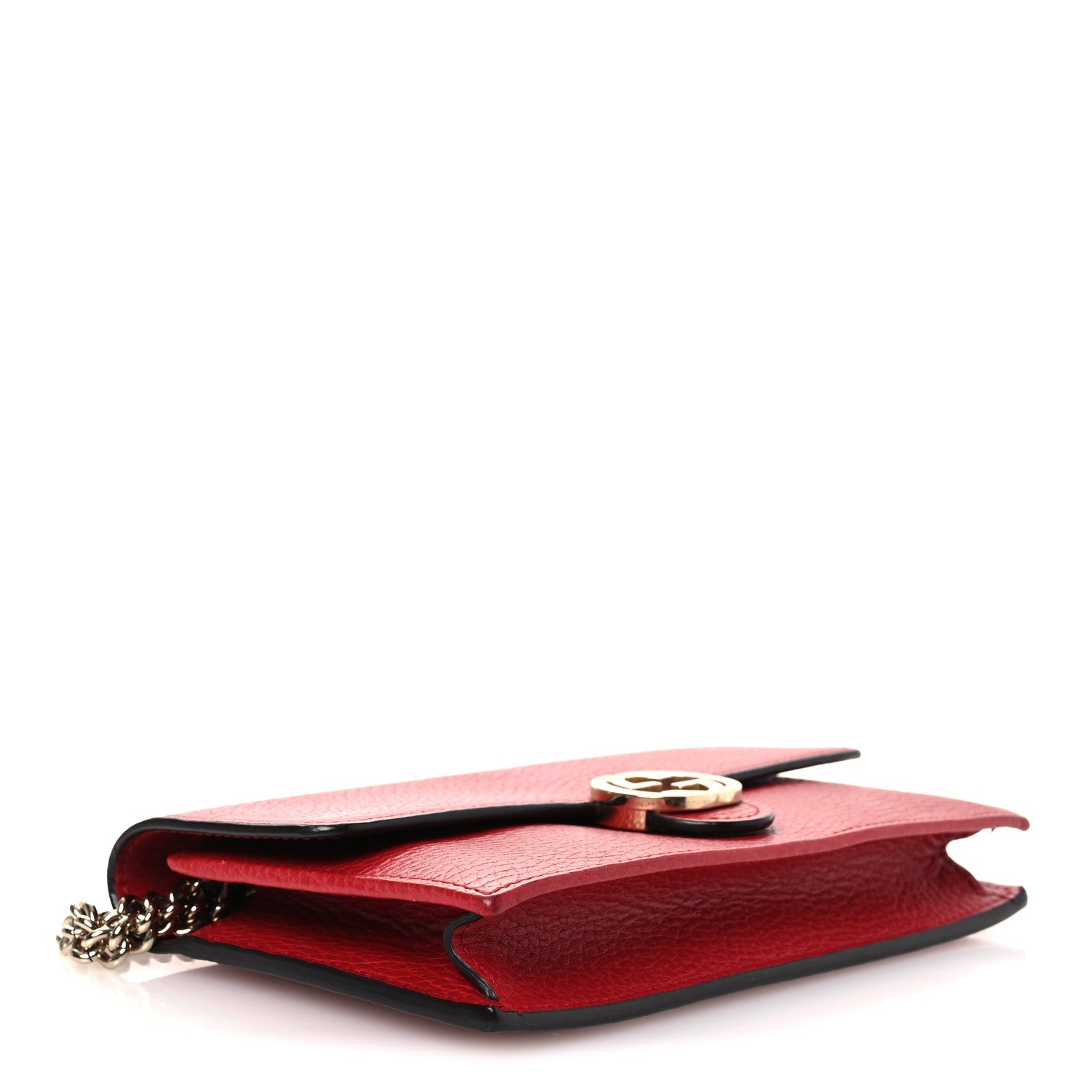 Dollar Calfskin Interlocking G Chain Wallet Red