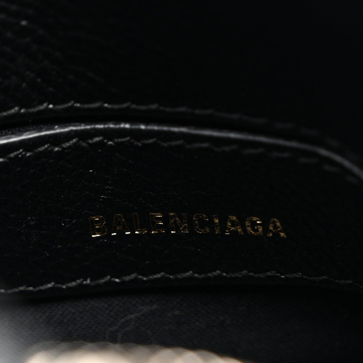 Signature Grained Calfskin Logo XXS Ville Top Handle Bag Black White