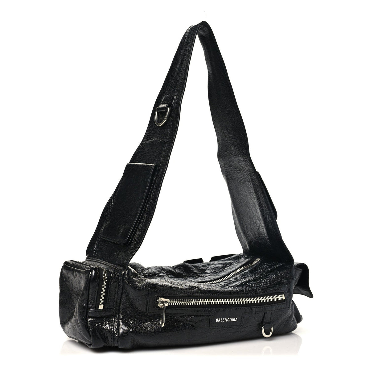 Agneau Arena Superbusy XS Sling Zip Shoulder Bag Black